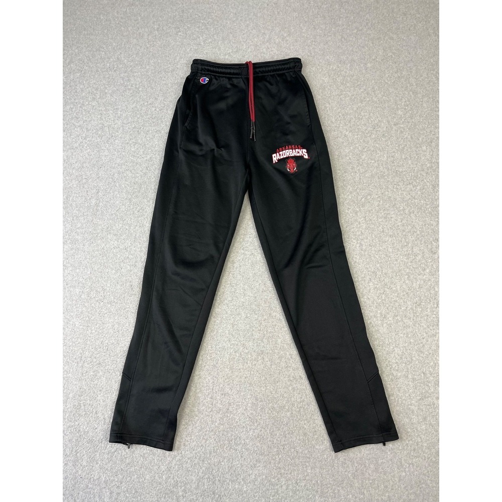 University Of Arkansas Razorbacks Sweatpants Mens S Black Champion Zip Legs
